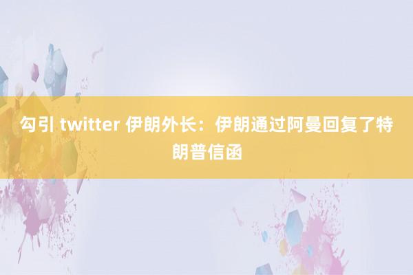 勾引 twitter 伊朗外长：伊朗通过阿曼回复了特朗普信函