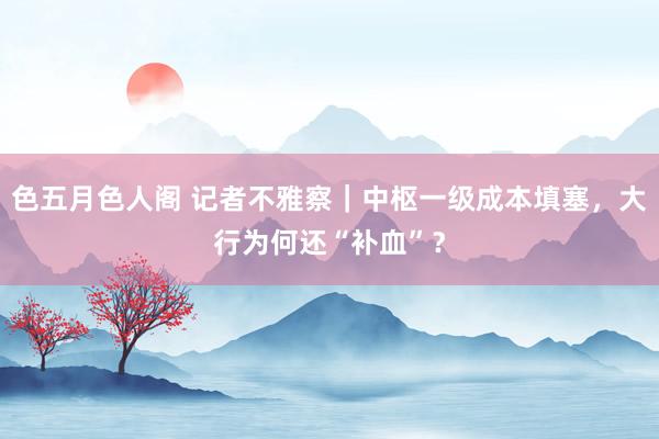 色五月色人阁 记者不雅察｜中枢一级成本填塞，大行为何还“补血”？