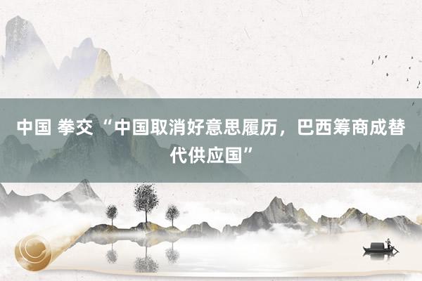 中国 拳交 “中国取消好意思履历，巴西筹商成替代供应国”